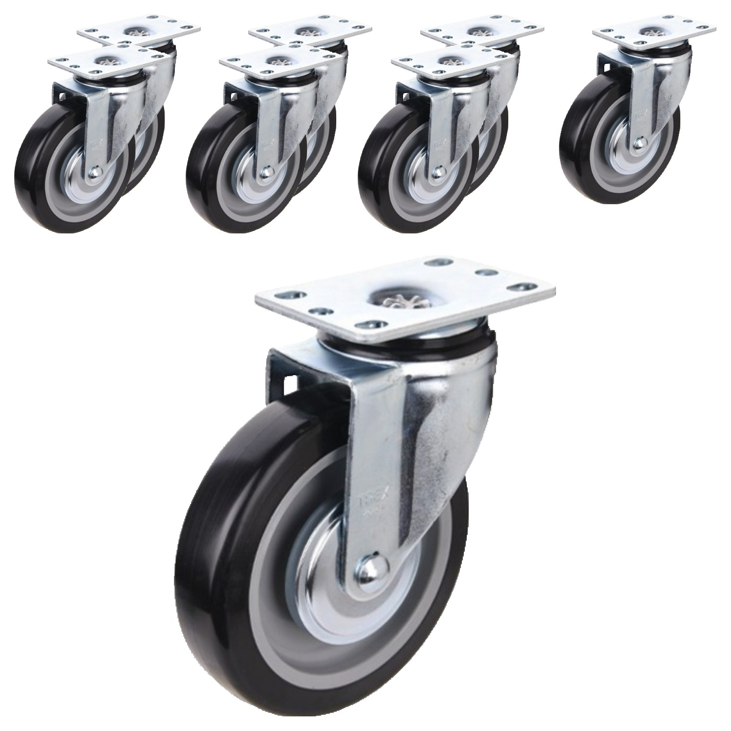 티렉스캐스터 회전 캐스터 바퀴 155 x 64 x 95 mm 우레탄 BLACK P505S-2 DB, 8개 84,000원