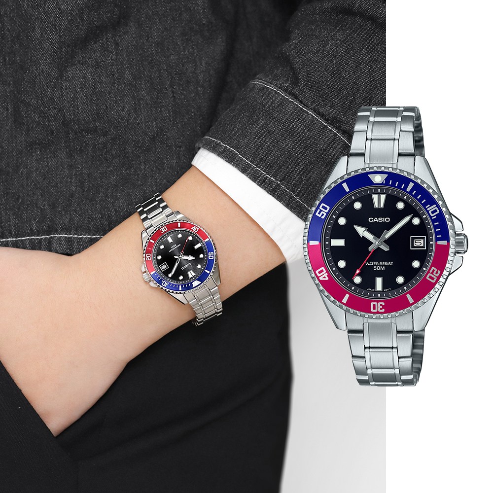 백화점AS가능 카시오 NEW 미니 펩시 36mm 메탈시계 MDV-10D-1A3VDF 지코스모 제품 128,000원