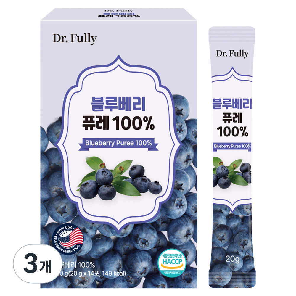 닥터풀리 블루베리 퓨레 100% 14p, 3개, 280g 53,660원
