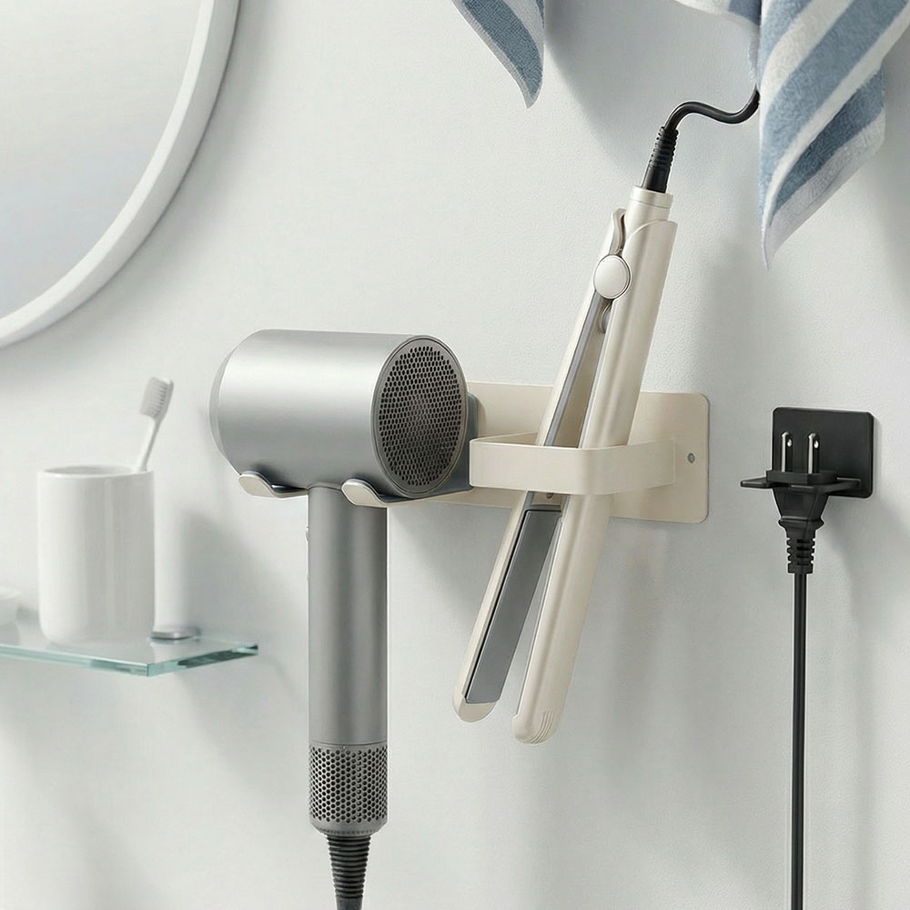 YF 무타공 올인원 드라이기 고데기 거치대 콘센트 홀더, 베이지, 1개 19,900원