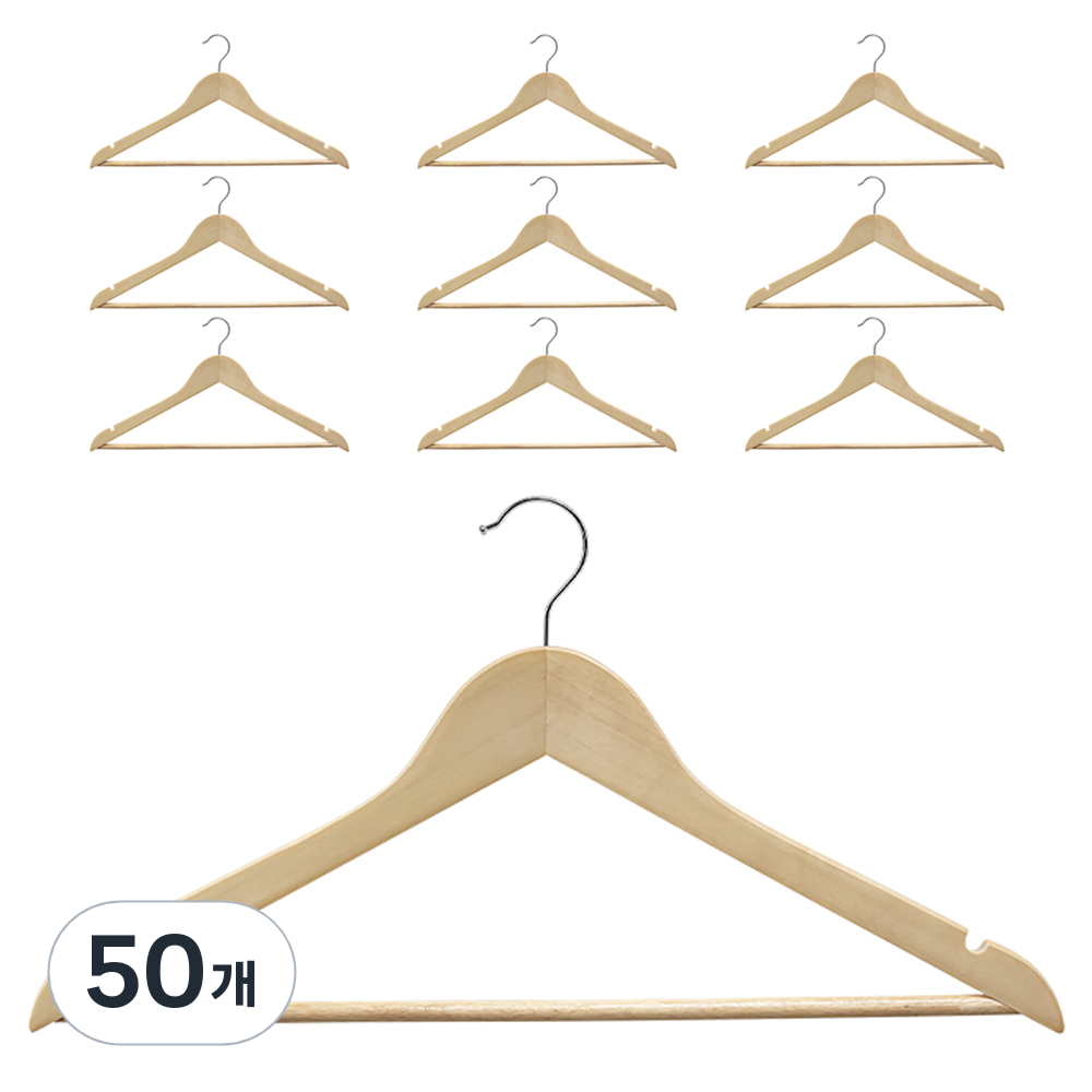 아임홈리빙 지니 리얼우드 상의 옷걸이, 단일색상, 50개 58,870원