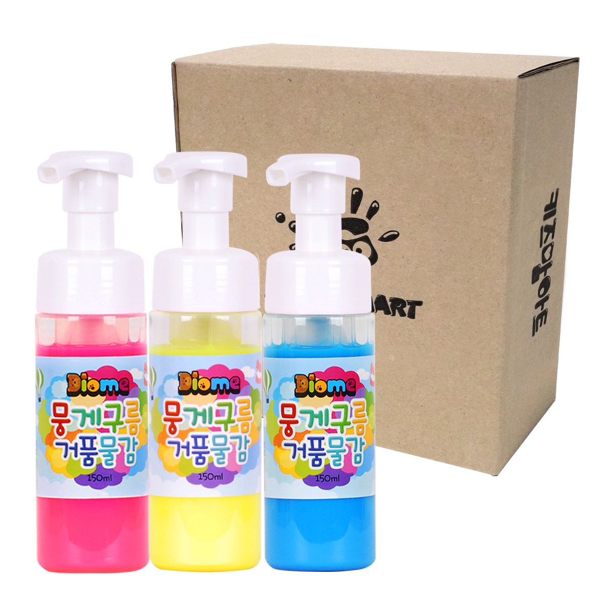 뭉게구름 거품물감 150ml 3색 - A세트 / 키즈맘아트 유아물감 형광물감 미술놀이 어린이물감 물감놀이 물감 엄마표미술놀이 촉감놀이 오감놀이 도트물감 액션페인팅 아기물감 목욕놀이 13,900원