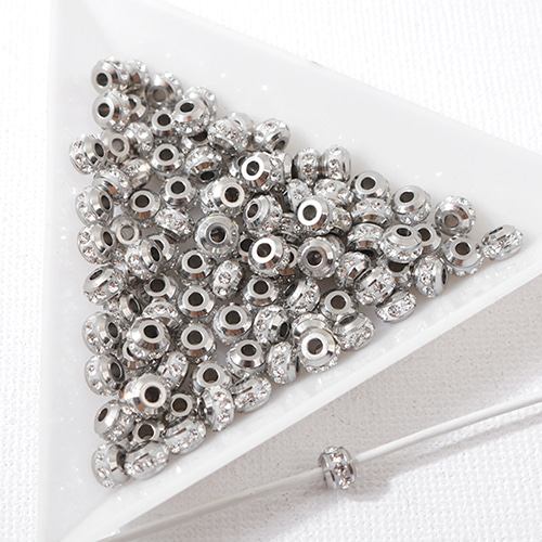 비즈아이 [8-021-25]써지컬스틸 펜던트 큐빅론델 4mm 무도금 ,1개 500원