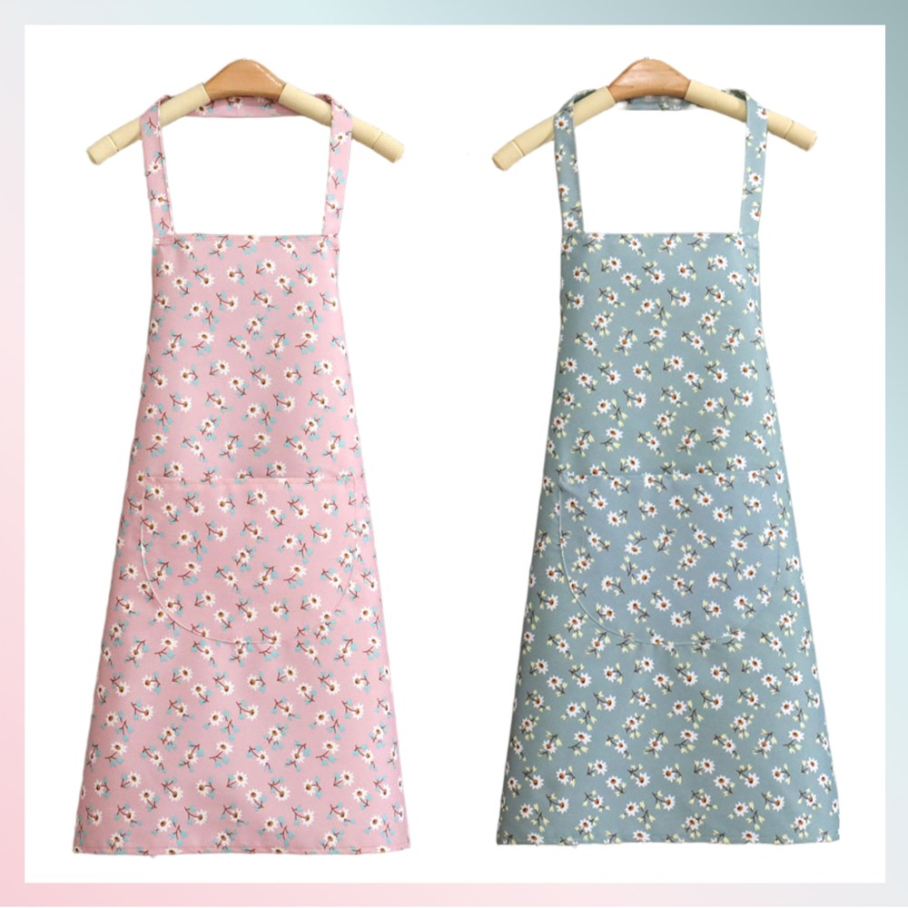 아라리오 꽃무늬 방수 홀터넥 앞치마 1+1, 분홍색 + 하늘색, 1개 14,500원