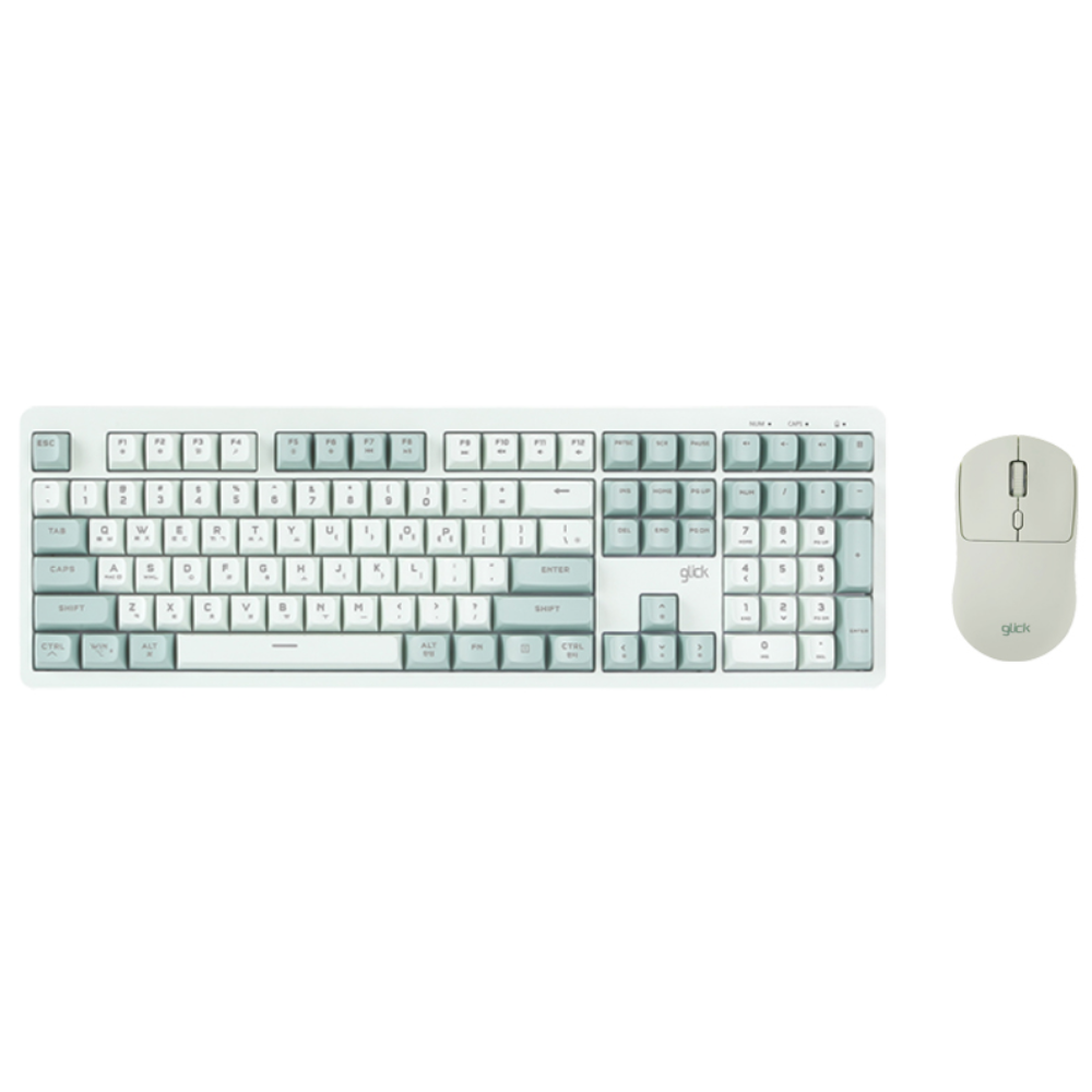 지클릭커 풀윤활 멤브레인 무선 블루투스 무소음 키보드 마우스 세트, 일반형, 그린라이트, WK115B 34,900원
