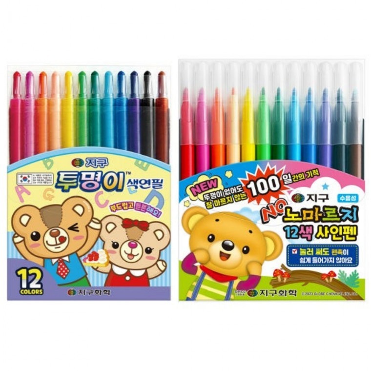 플유 지구 투명이 색연필 12색 + 노마르지 사인펜 12색 1개씩 세트, 1개, 11종 남아문구세트(스마일쇼핑백포함) 28,080원