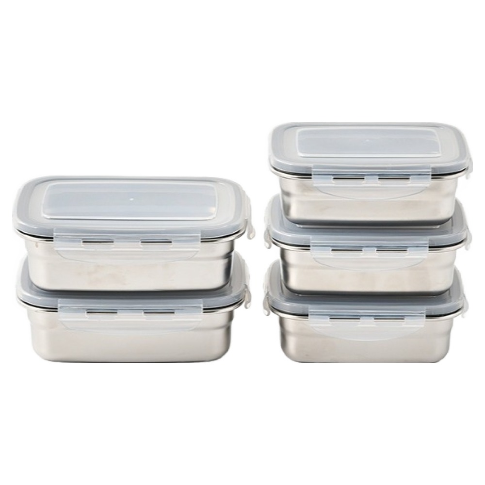 모던하우스 실속있는 스텐304 밀폐용기 직사각 5p 세트, 1세트, 350ml 3p + 550ml 2p 25,900원