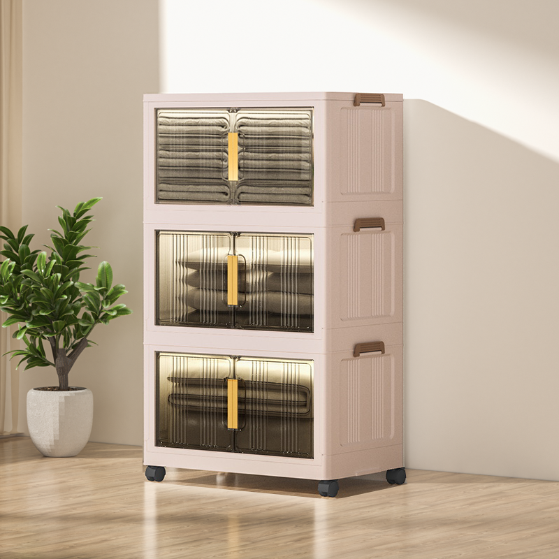 Paradoma 수납장 무설치 접이식 다용도 수납장 양문 이동식 플라스틱 수납장  리빙박스 폴딩 정리함 폴딩박스 66,400원