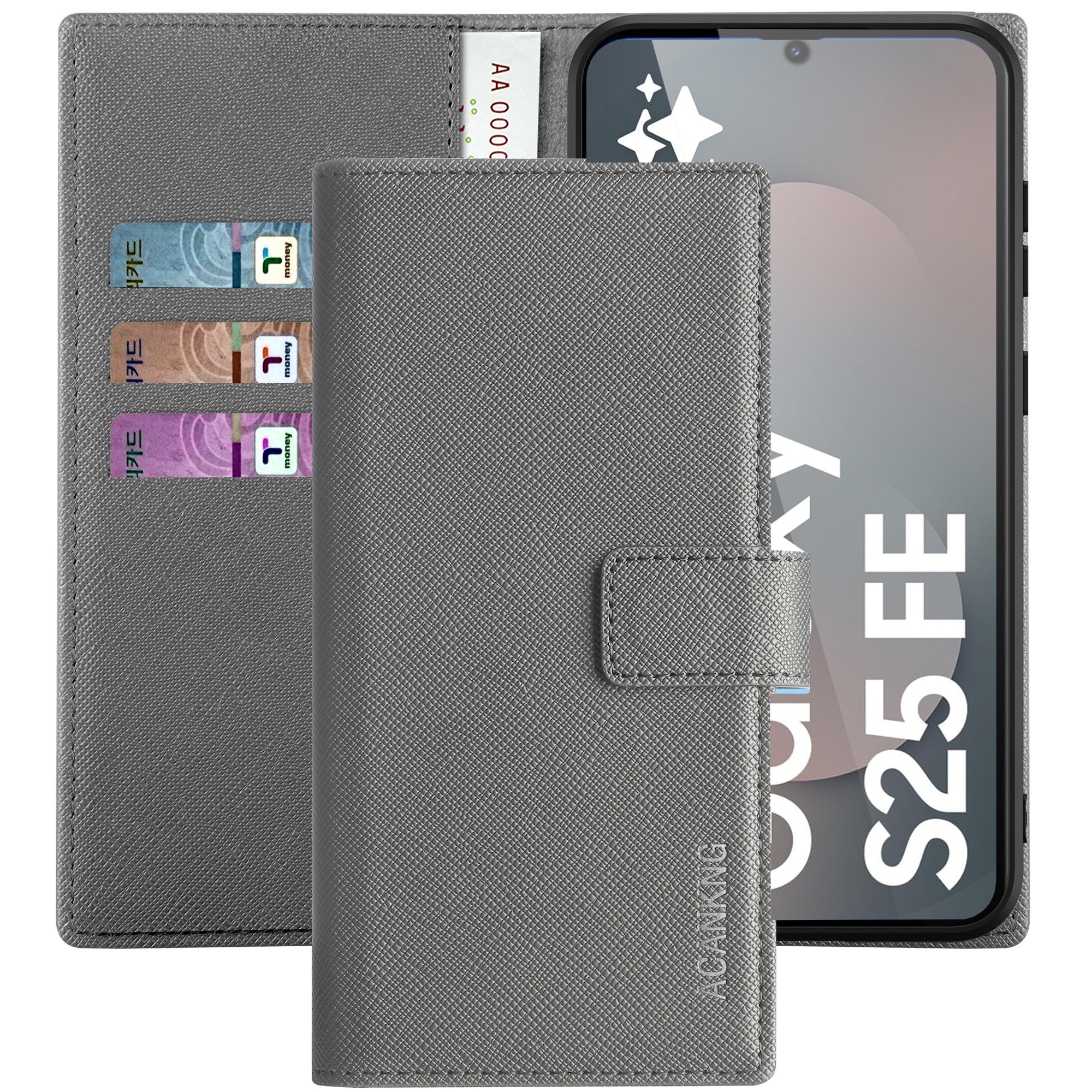 아칸크 지갑형 가죽 카드수납 다이어리 휴대폰리 케이스+지문인식 보호필름 풀세트 13,900원