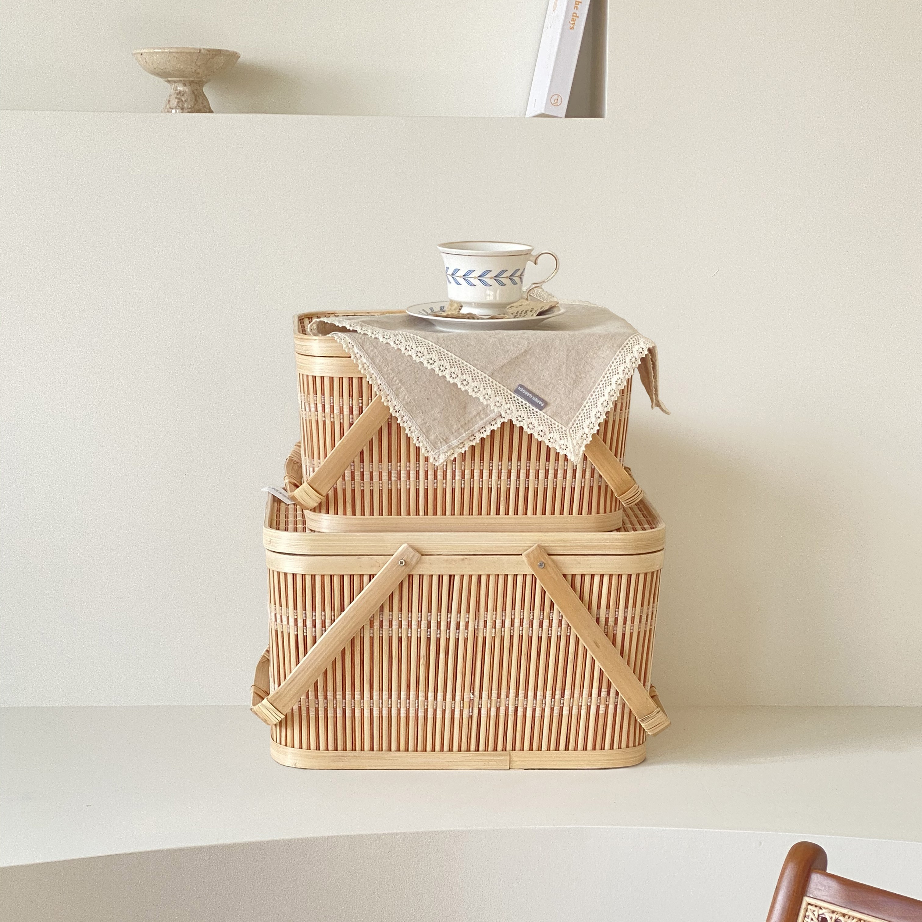 페이퍼가든 대나무 피크닉 바구니 라탄 차박 캠핑 용품 바스켓 29,900원