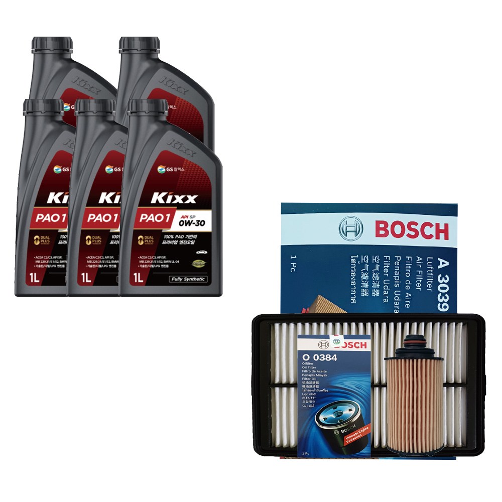 토레스 1.5 가솔린 터보 킥스 PAO1 0W30 SP 5L 엔진오일 필터 세트 0384-3039 97,070원