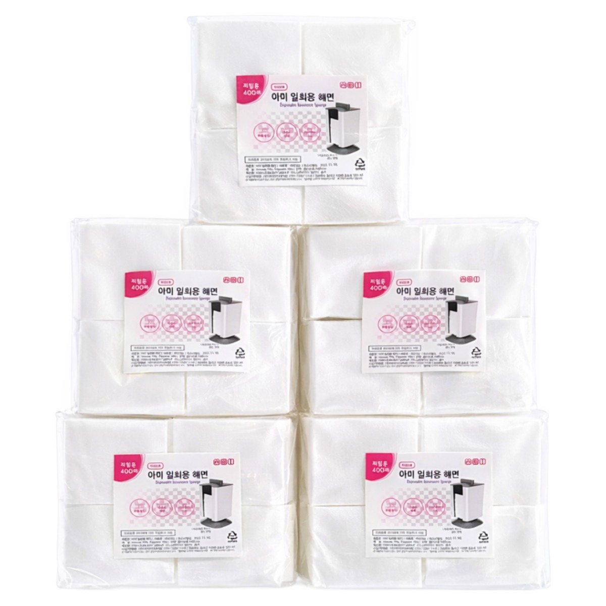 [에스지엔바이오] 일회용해면2000매(400매*5개) 대용량일회용해면 스펀지 피부과일회용해면 대용량1회용해면 도톰해서 밀리지 않는 클렌징해면 클렌징거즈 일회용수건, 5개 79,000원
