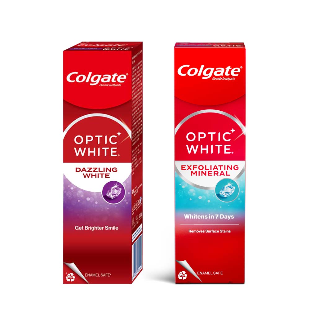 콜게이트 옵틱화이트 미백치약 2종 (다즐링화이트+엑스폴리에이팅미네랄) 2세트 27,190원