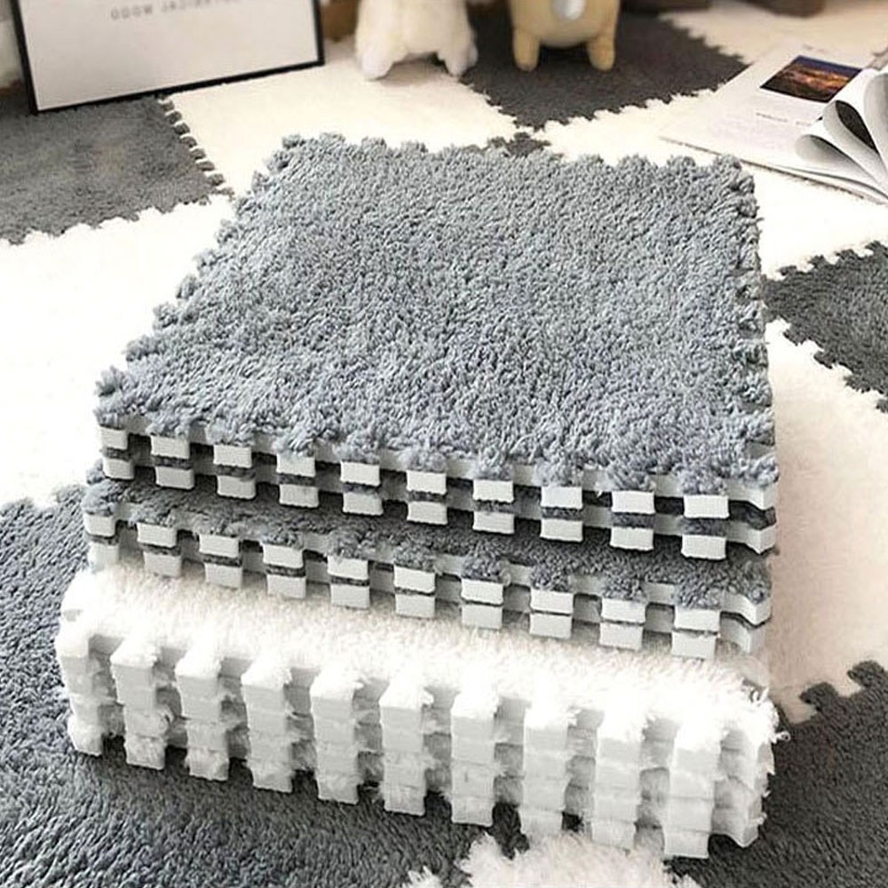 VIX Group 다용도 극세사 퍼즐매트 층간소음 미끄럼방지 그러 조립식 카페트 거실 침실 바닥매트 카펫, 화이트, 10개 13,900원