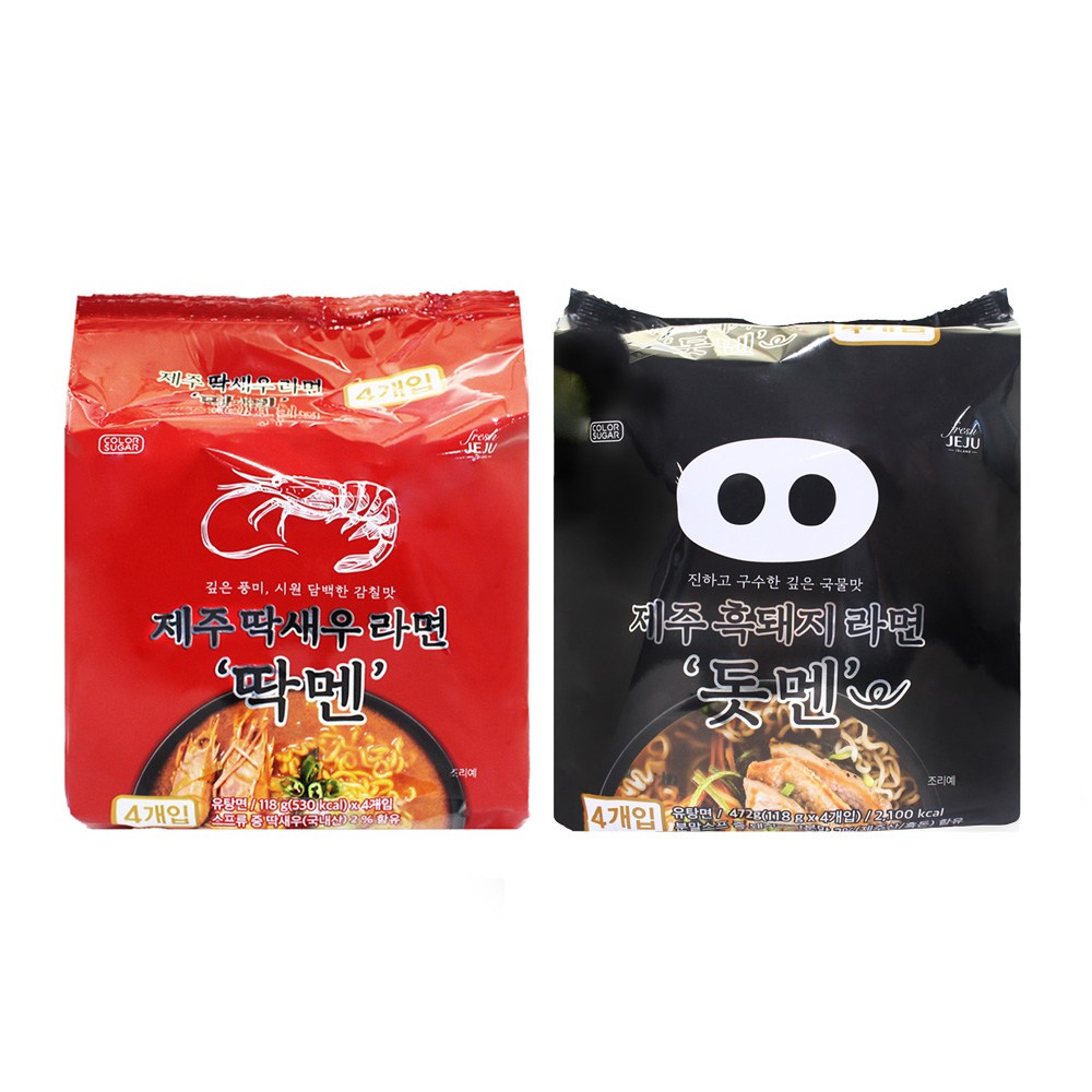 제주 딱새우 라면 딱멘+제주 흑돼지 라면 돗멘(118gx8개입), 1세트 15,990원