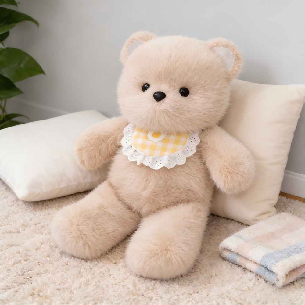 [선물 추천] 귀여운 레이스 곰 인형, 체크 무늬 스카프, 베이지색 테디 베어, 침대용 인형, 1개, 베이지색, 40cm 18,800원