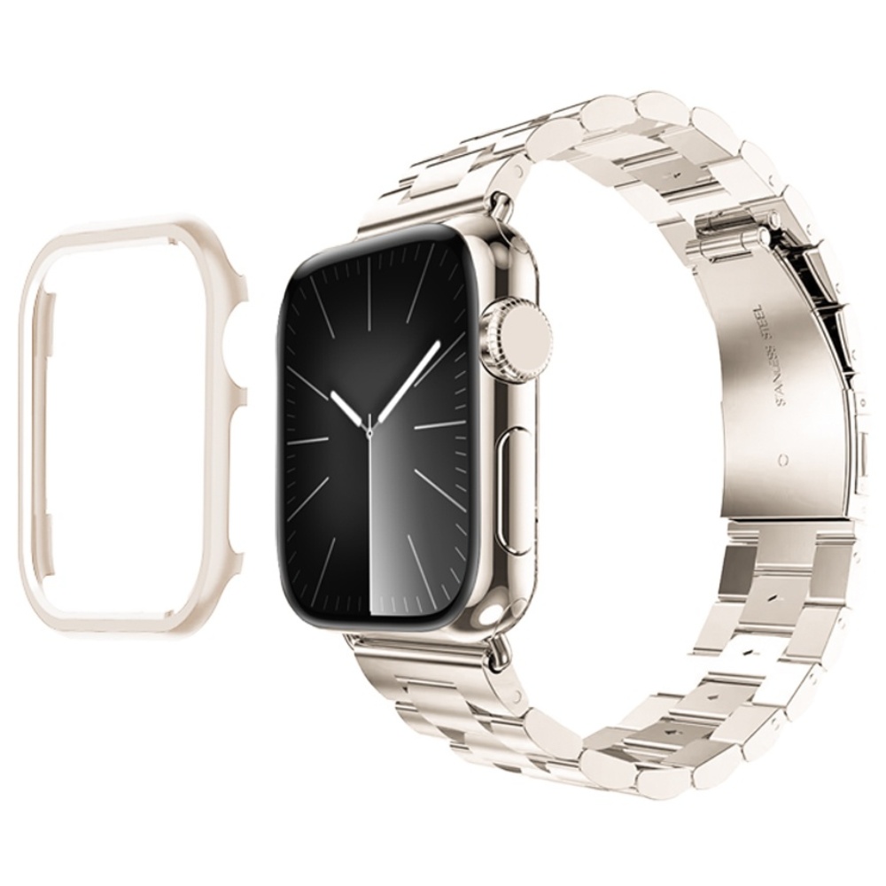 아이메이드잇 애플워치 호환 프리미엄 메탈 스트랩 밴드 + 케이스 세트, 스타라이트, 1개 19,950원