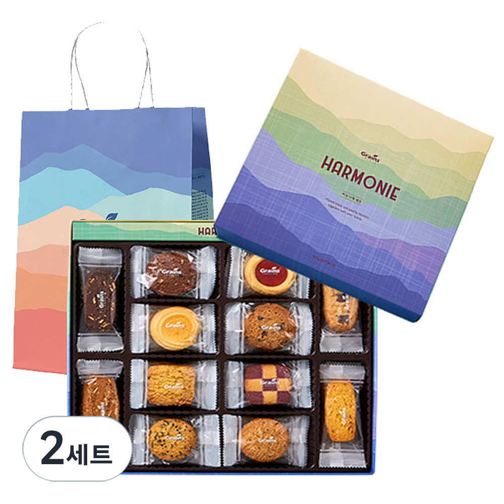 그래인스쿠키 하모니에 쿠키 44p + 쇼핑백 세트, 12종, 2세트 68,000원