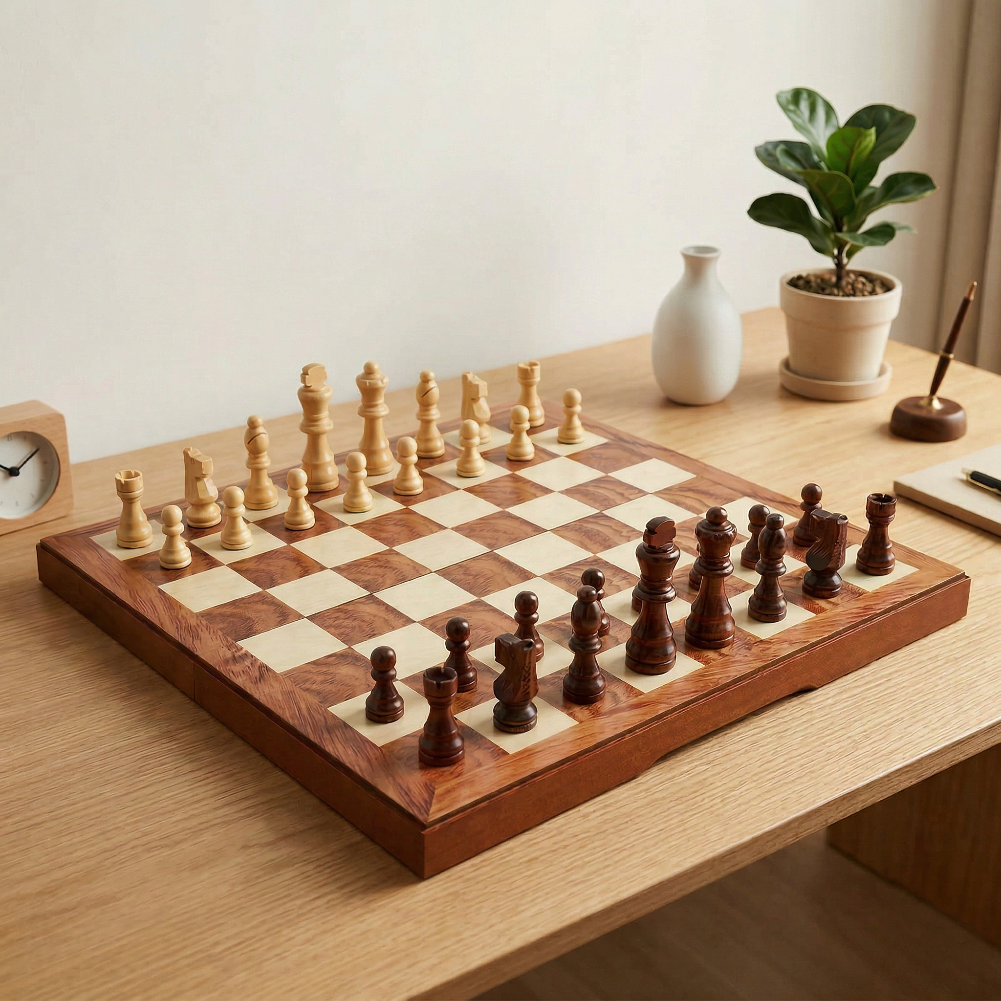 FanVince 2세대 업그레이드 화리목 원목 체스세트 수공 연마 조각 비자석식 기물 밑면 식모 접이식 수납 여왕 기물 추가 증정 고급 선물 42,000원