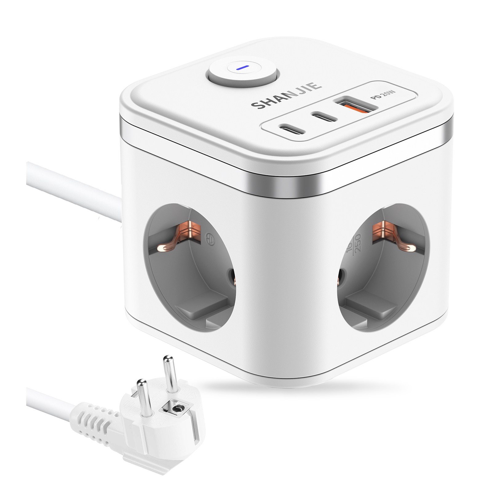 큐브 멀티탭  C타입2개 (Type-c*2)+USB-A PD20W  , 3구 고용량 멀티탭MINI 멀티탭 16A, 1개 3680W 1.5m 29,990원