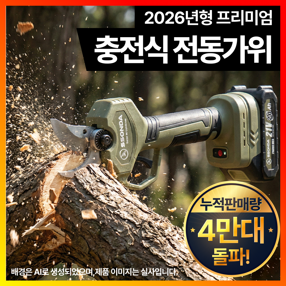 [전동가위 1등] 더쏜다 35mm 충전 전동 전지가위 무선 나무 가지치기 전정 가위, 1개 179,000원