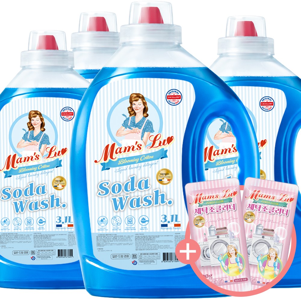 맘스럽 소다워시블루밍코튼 베이킹소다 액체세제 실내건조 고농축 특대용량 9,890원