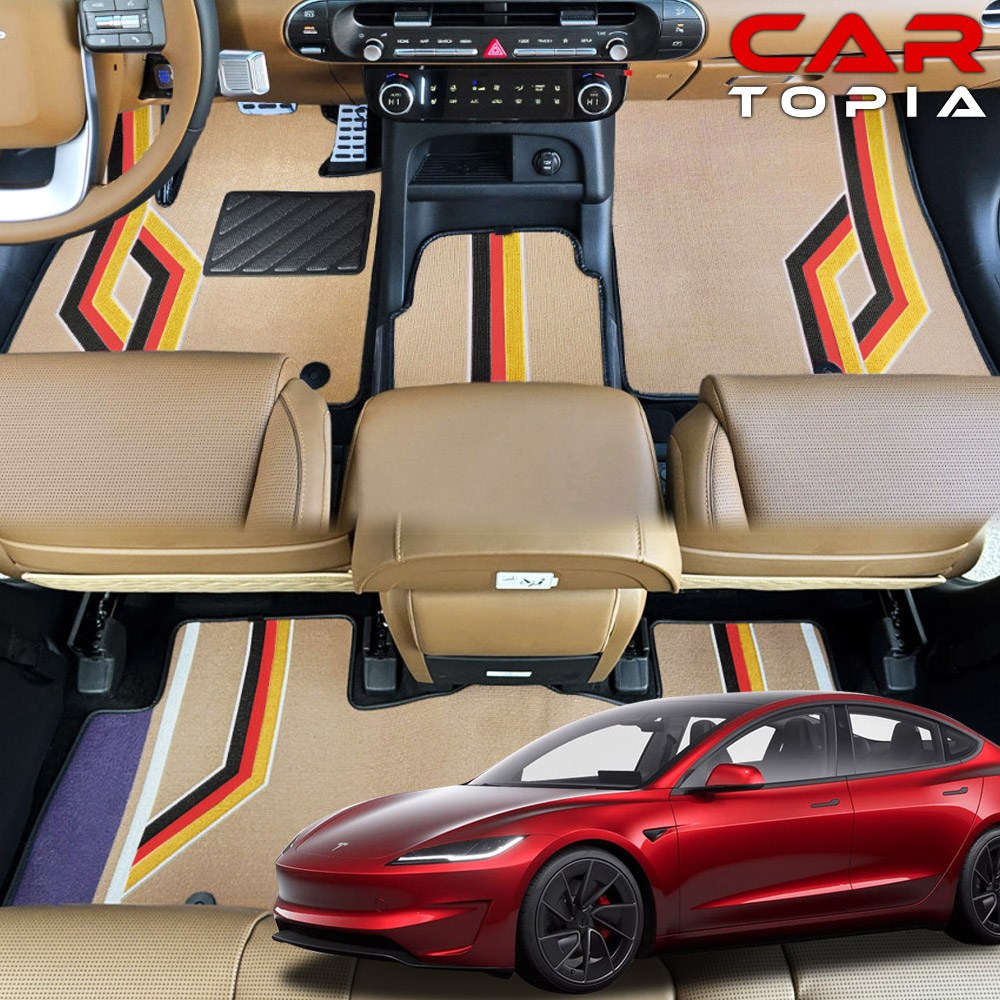 테슬라 모델3 하이랜드 1열+2열+트렁크 라인 디자인 카매트 풀세트 코일매트 발판 용품 218,000원