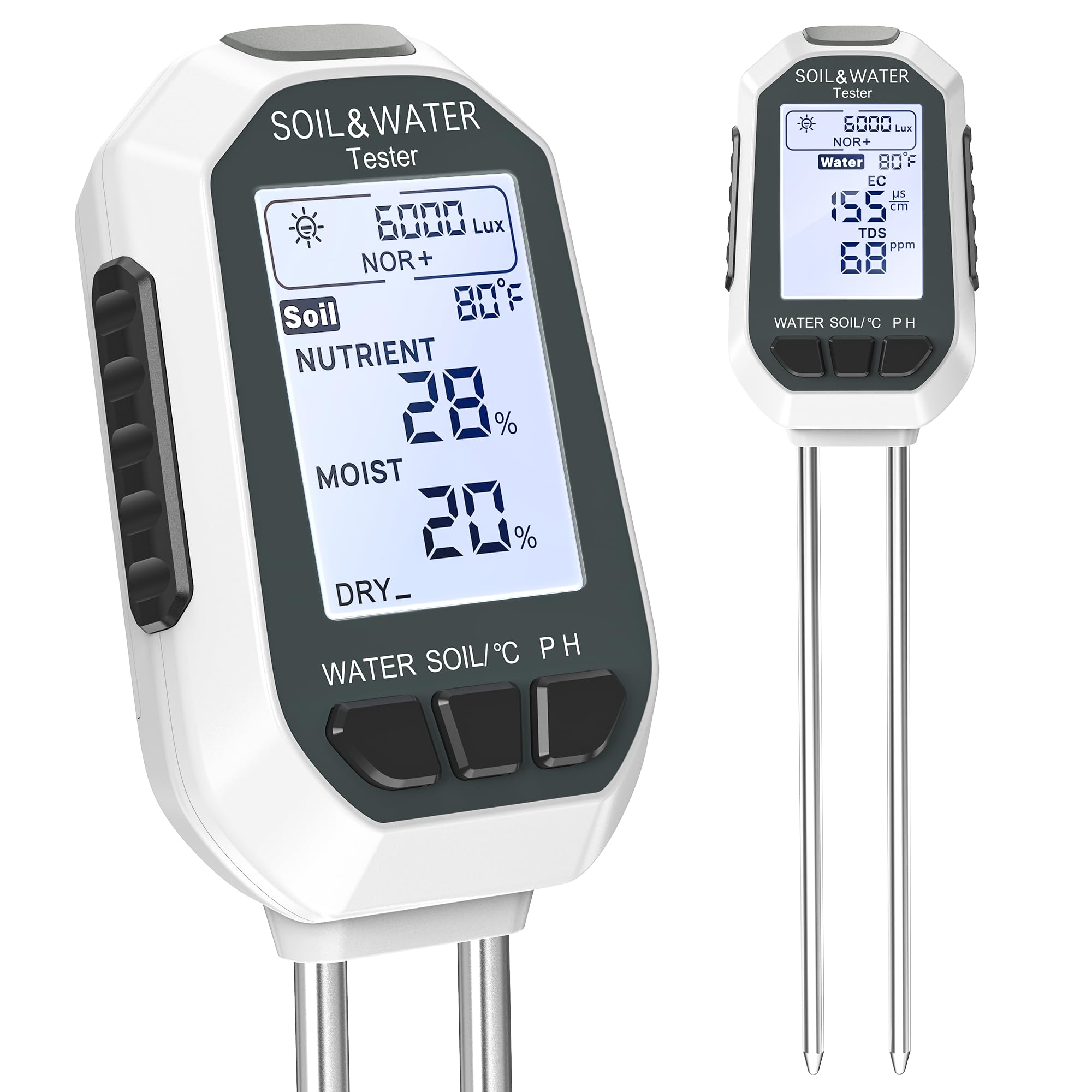 7-in-1 토양 및 수질 디지털 미터 식물 온도/토양 수분/pH 미터/일조 강도/비옥도/EC/TDS 백라이트 LCD 디스플레이 토양 테스트 미터 TDS EC 미터 정원 실내 외용, 1개 55,980원