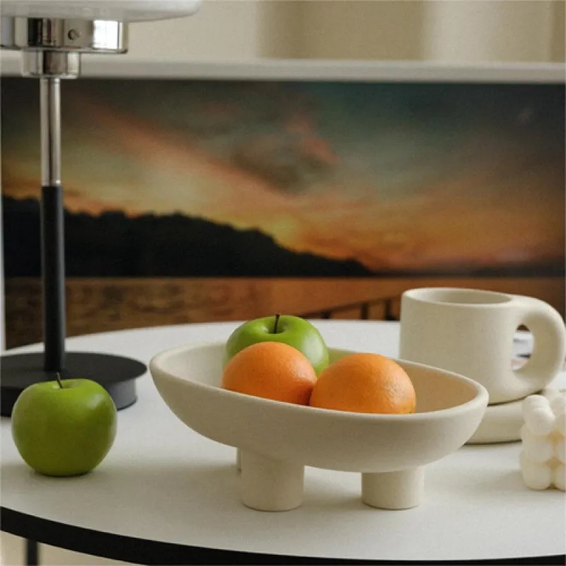 WENSHUO 크림색 과일그릇  세라믹 3 다리 과일쟁반 과일트레이 간단한 거실 장식 수납접시 빵접시 캔디접시 19,780원