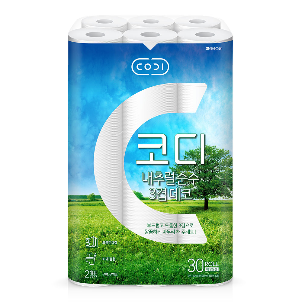 쌍용C&B 코디 코디 내추럴순수 3겹데코 화장지 9,380원