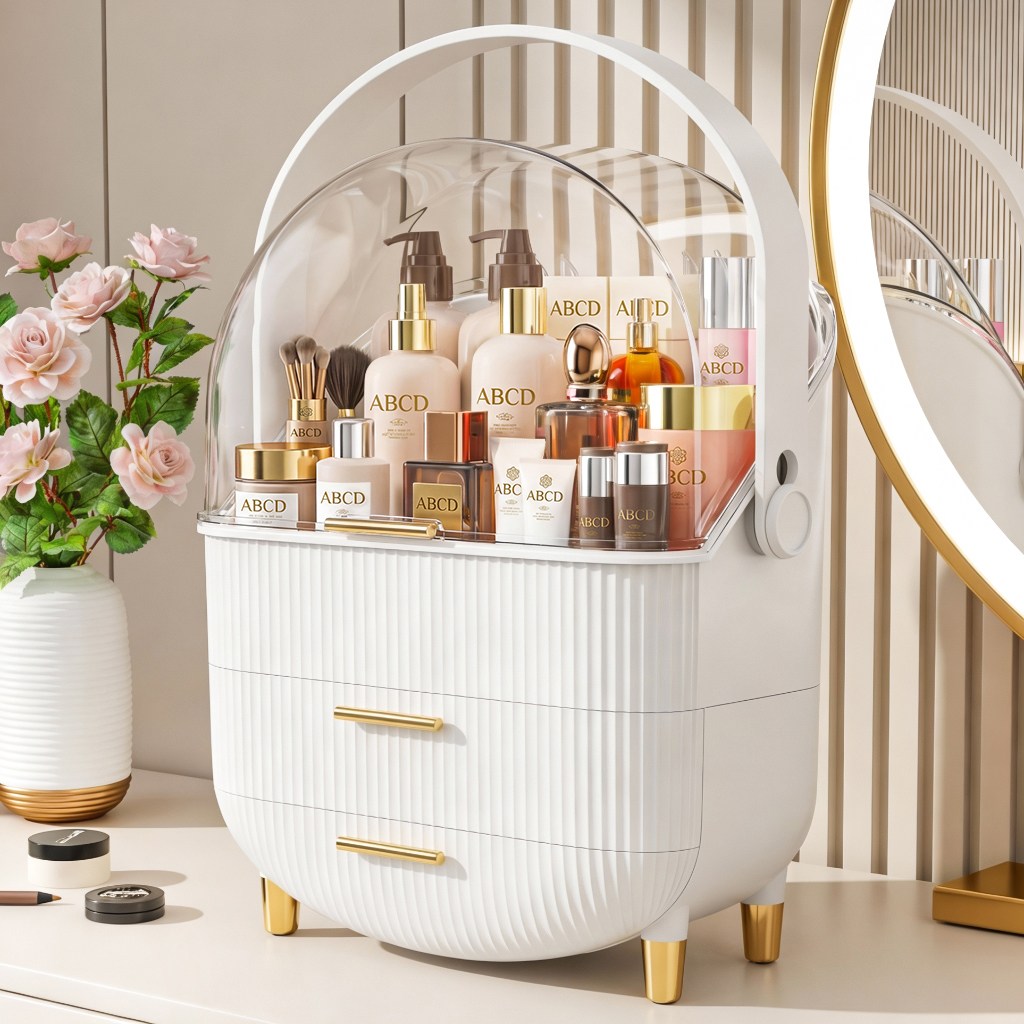 키루에 화장품 정리함 화장품정리대 특대형 멀티 5층 3서랍 화장품보관함 향수 트레이 데스크 수납정리함 욕실장 대형 스킨케어 화장대 수납장 대용량 정리대, 화이트A, 1개 50,000원