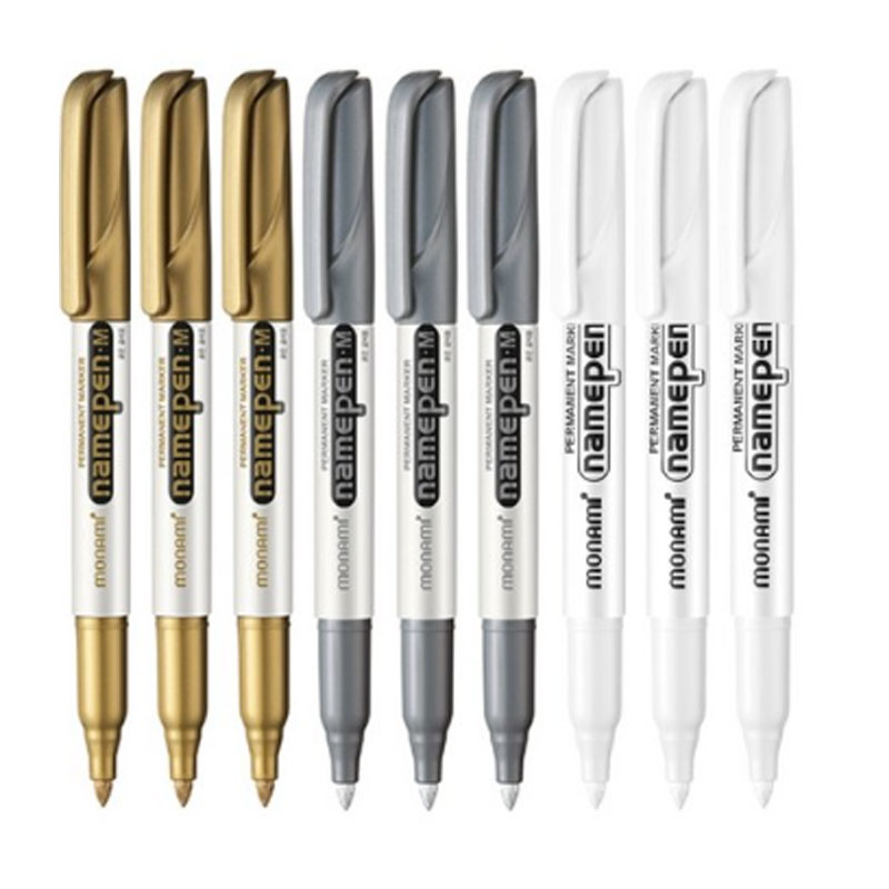 모나미 금색 은색 흰색 네임펜 9개입 세트 굵은글씨용 11,500원