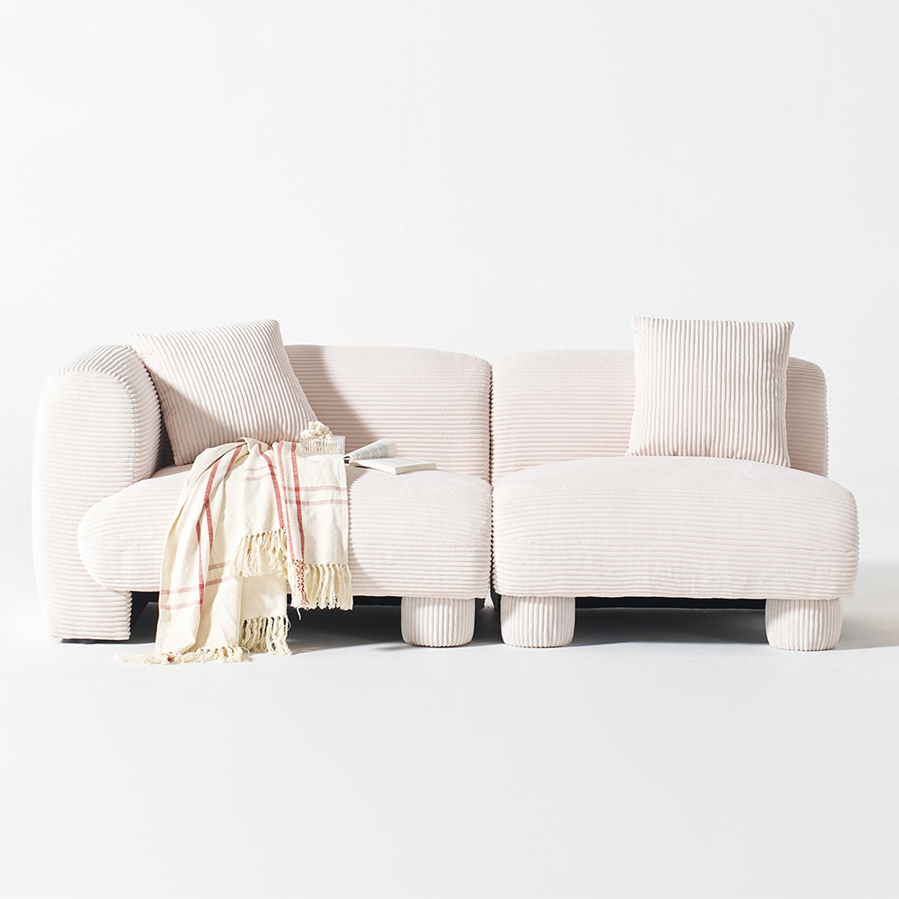 도모 에르본 코듀로이 3인용 소파 우형 + 쿠션2p + 고이스 세트 방문설치, 크림 269,940원