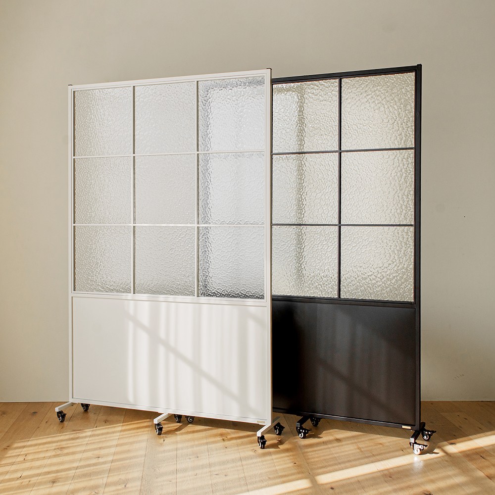 틴우드 아쿠아유리 철제 이동식 파티션 1200 스탠드 세트 (1200x1800), 블랙 204,000원