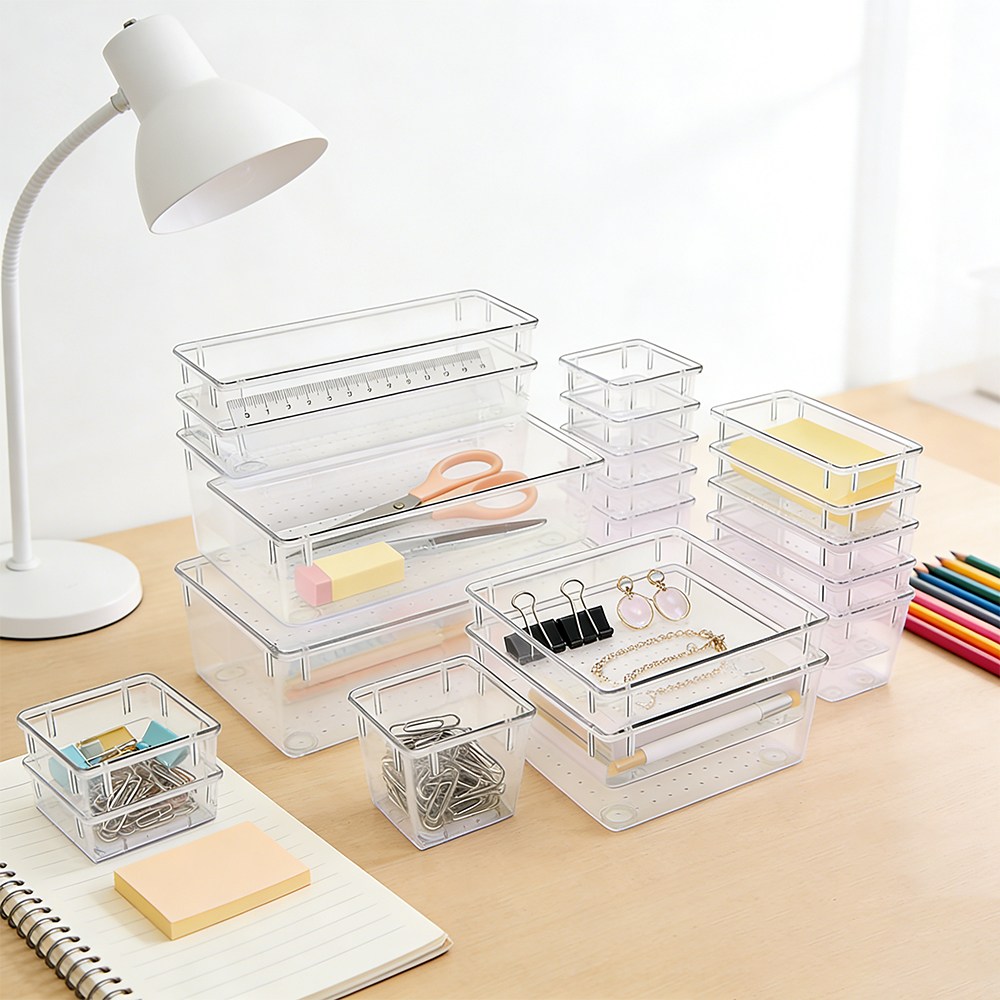 VIX Group 다용도 아크릴 트레이 투명아크릴 수납함 정리함 보관함 화장대 수납 칸막이, 1세트, 투명 10,900원