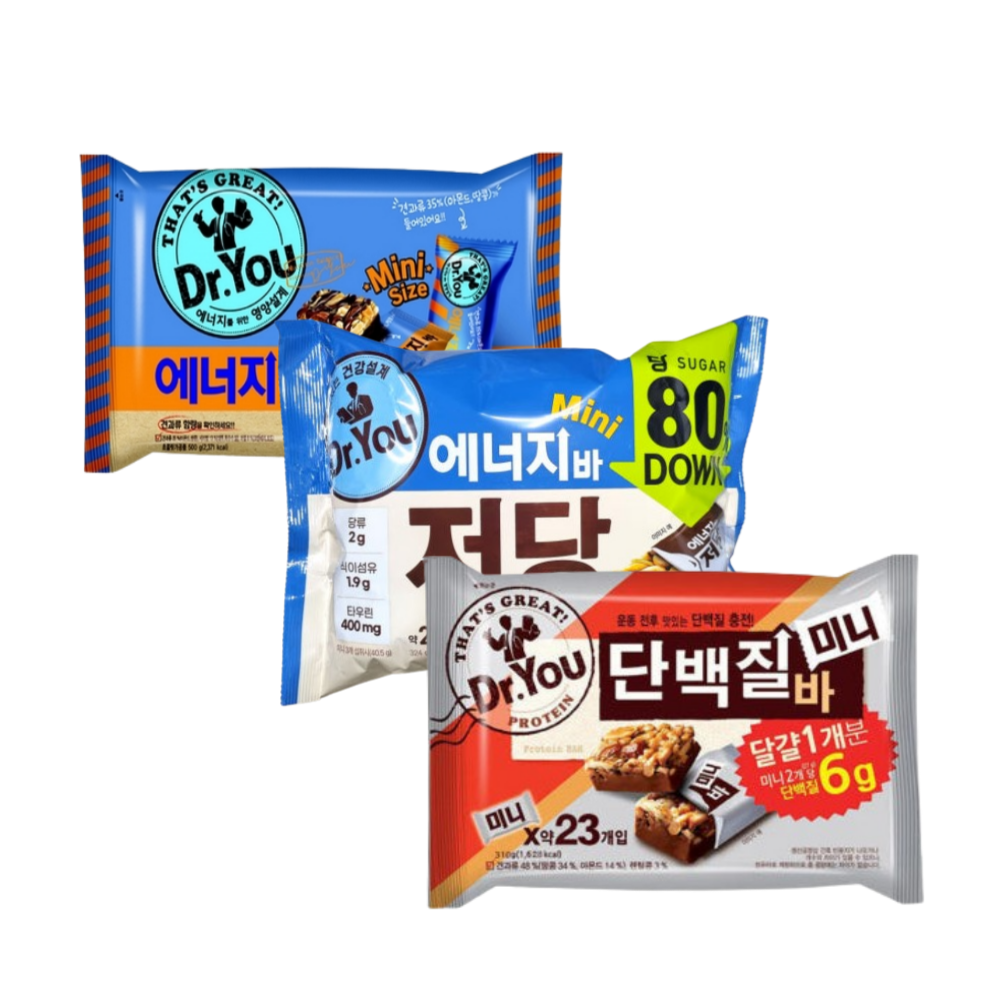 오리온 닥터유 에너지바 저당 미니 324g 1 에너지바 미니 310g 1 단백질바 미니 324g 1 (총3) 73,800원