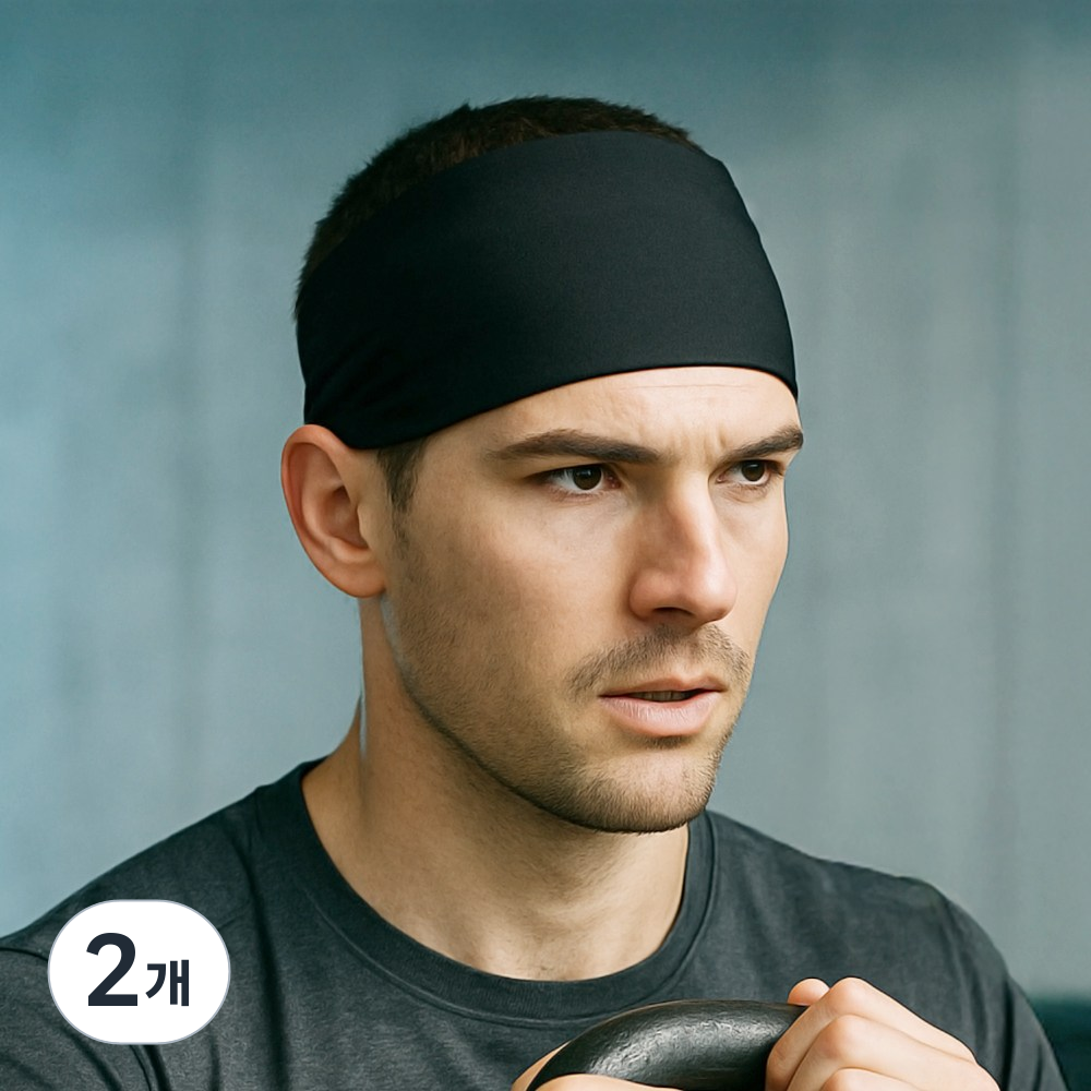 맥스핏 와이드 기능성 메쉬 땀 흡수 스포츠 헤어밴드, 2개, 블랙 11,900원