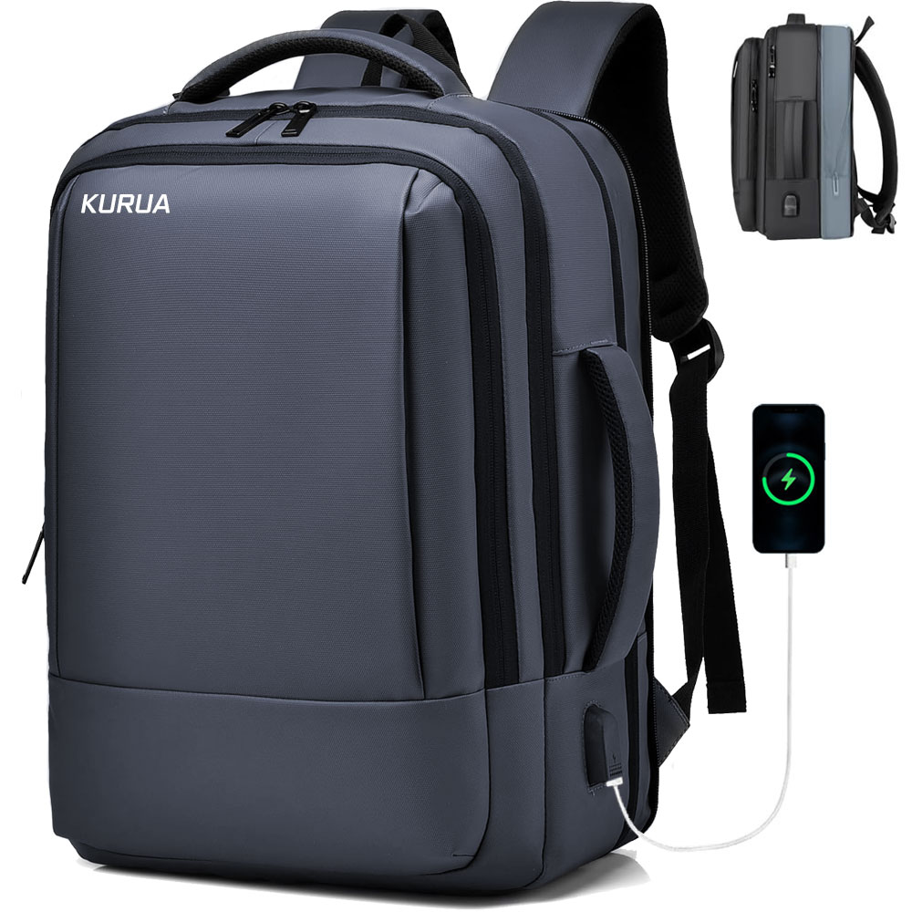 KURUA 확장형 직장인 대학생 대용량 여행용 17인치 방수 노트북 백팩 16,300원