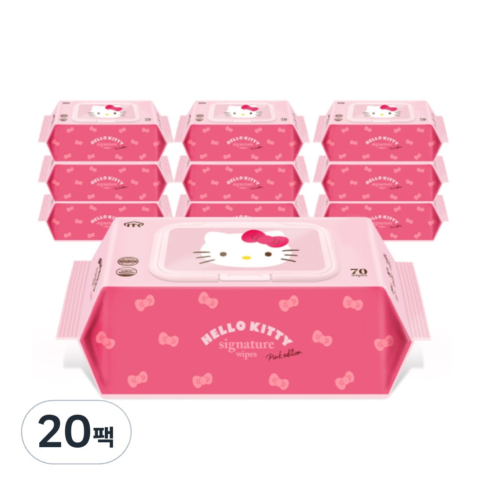 헬로키티 시그니처 물티슈 캡형, 70g, 70매, 20개 44,500원