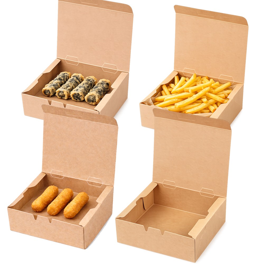 일회용 크라프트 종이도시락 100KP 간식 튀김 쿠키 종이 포장용기 박스 400개입, 1박스, 400개입 43,450원