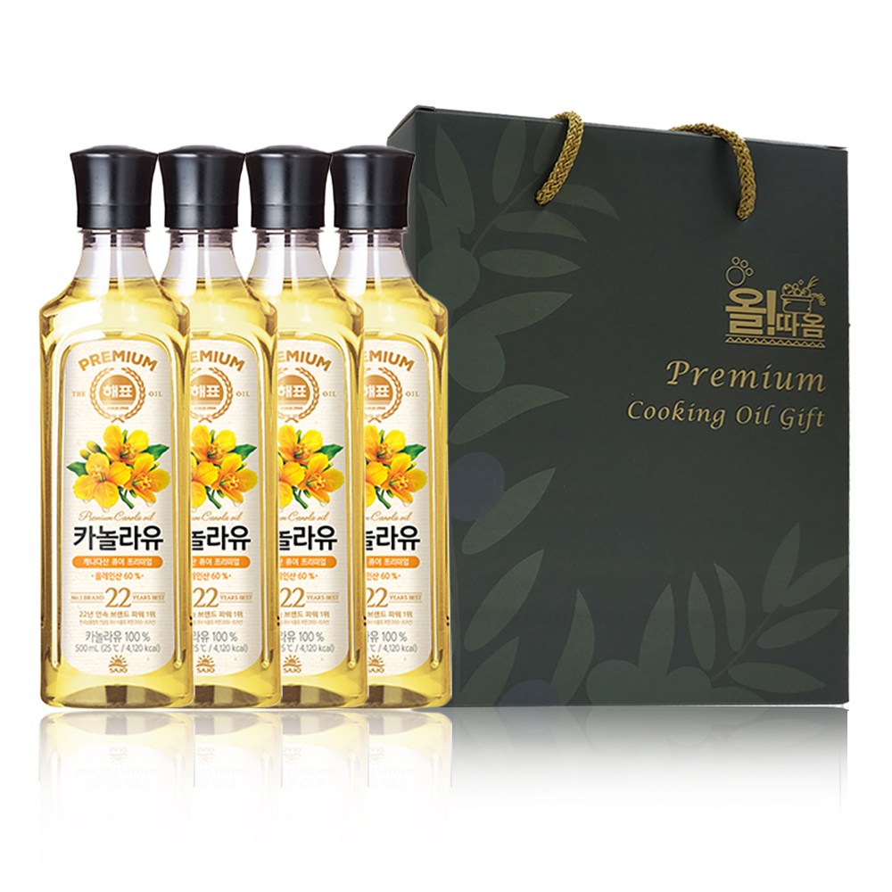 올따옴 고급유 선물세트 1호 카놀라유 4입, 2세트, 500ml 34,500원