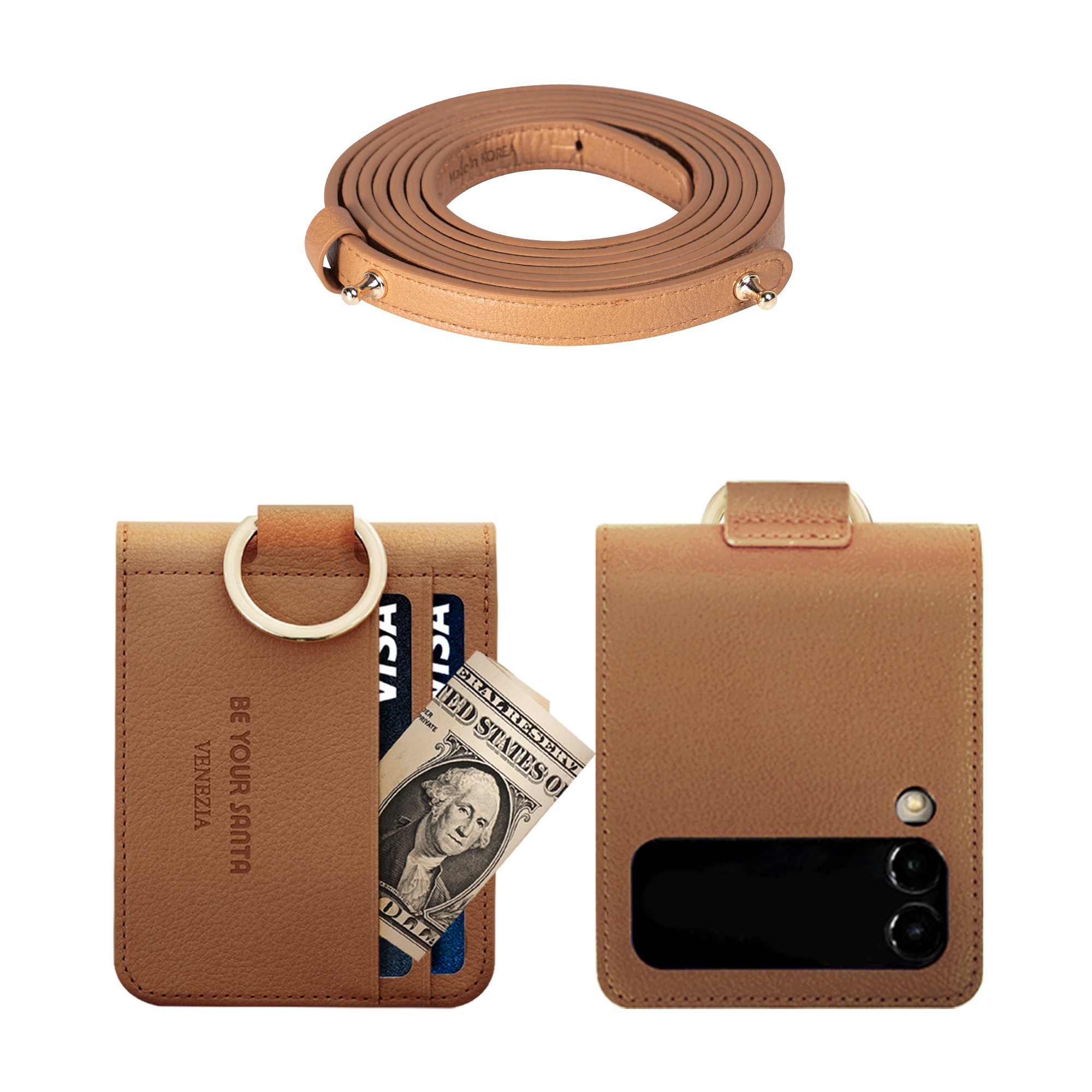 비유어산타이태리원단 Z플립3케이스 Z플립4케이스 베네치아 나폴리 레더스트랩 세트 67,600원