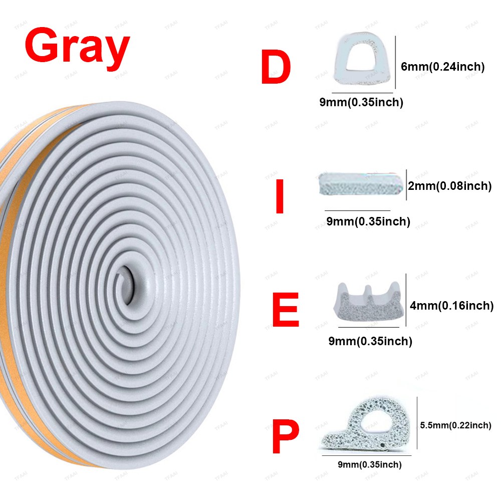 GEEKI 창문 문풍지 틈새막이 바람막이 문짝 바닥 씰링 스트립 방풍지 패킹 가스켓 5m/10m DIEP 모양 창 씰 4 색 자체 접착 고무 날씨 스트리핑 도어 방풍 절연 소음 테 9,200원