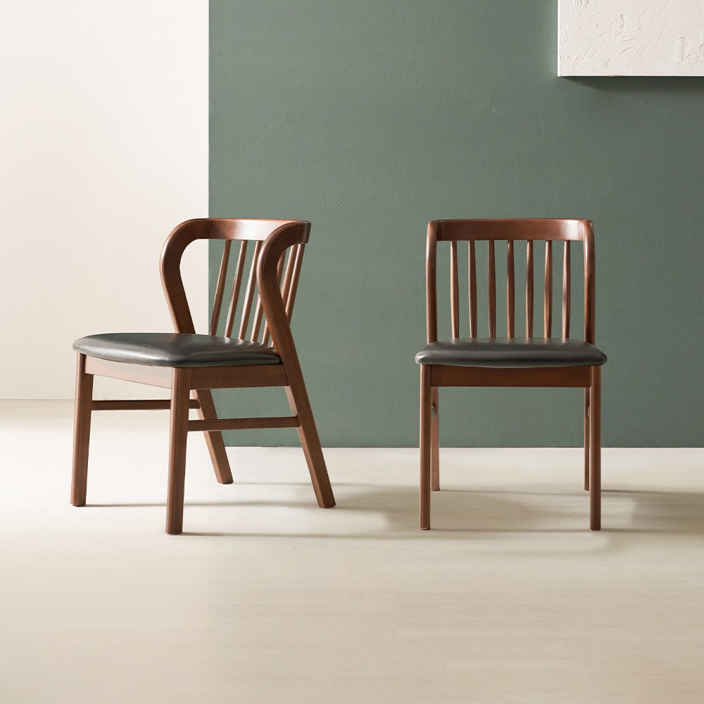 (1+1) 라로퍼니처 허그 고무나무 원목 식탁 의자 카페 인테리어 체어 2P, 2개, 월넛 165,000원