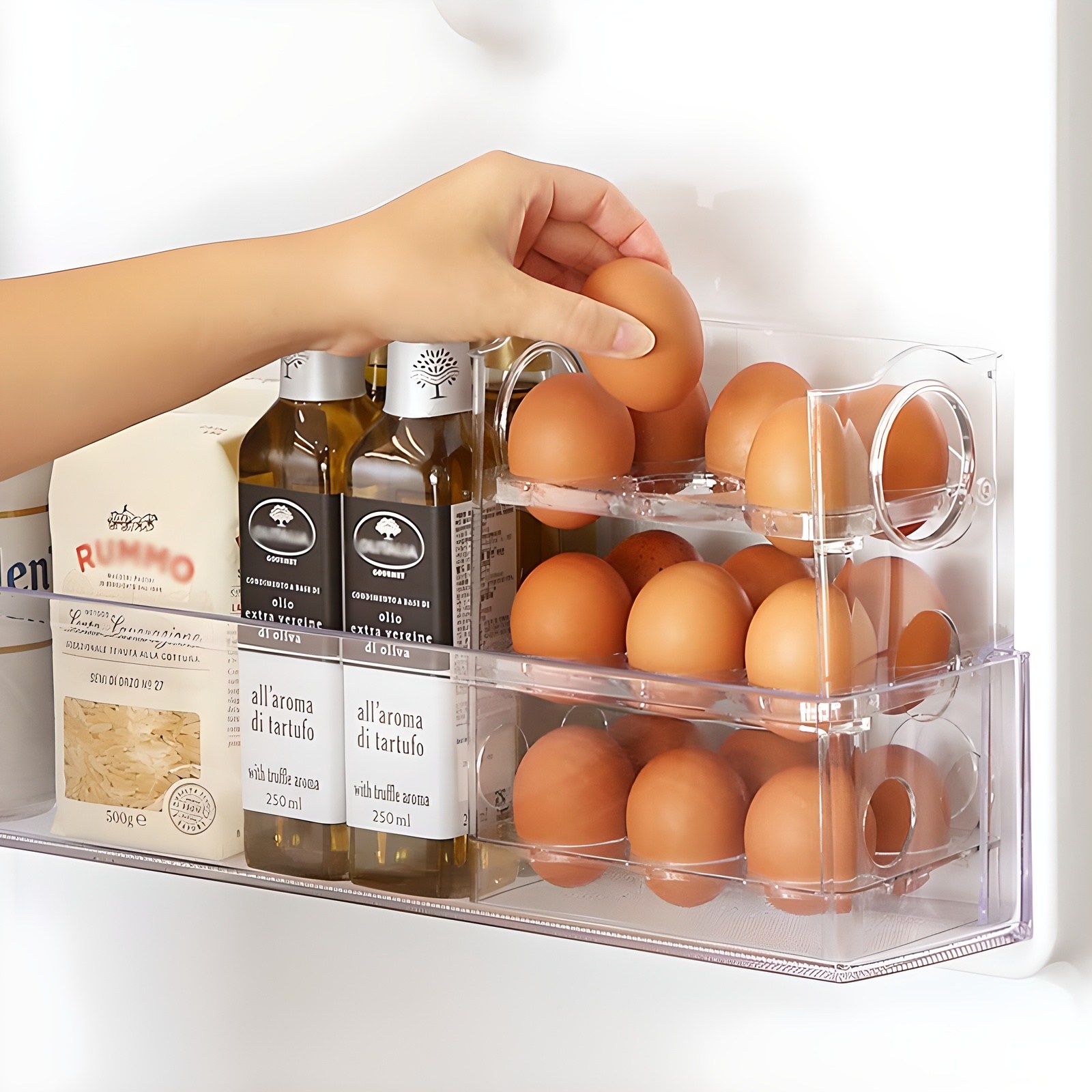 달팽이리빙 퀴진드마망 자동 오픈 계란 보관함 3단 18구 7,900원