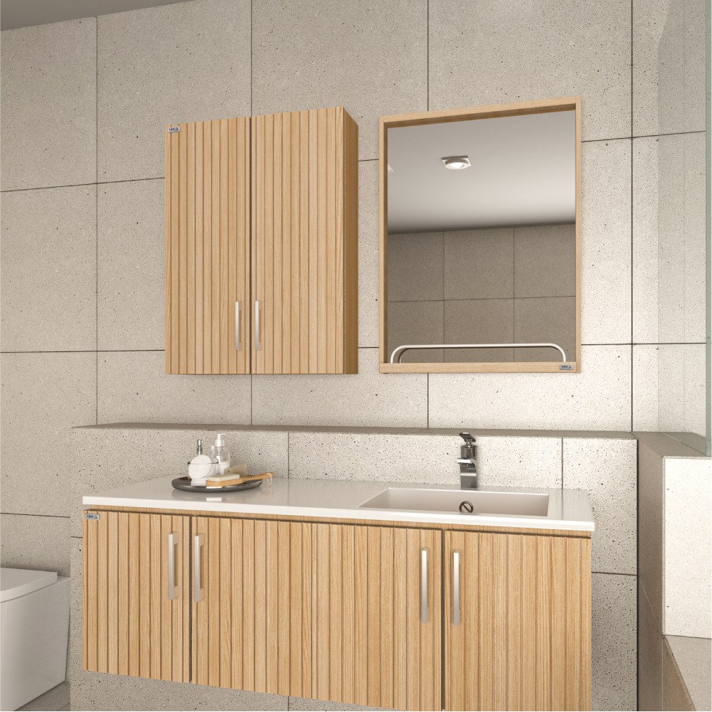 모카바스 화장대 수납 정리 욕실 선반 거울(600x800x120), 오크 96,000원