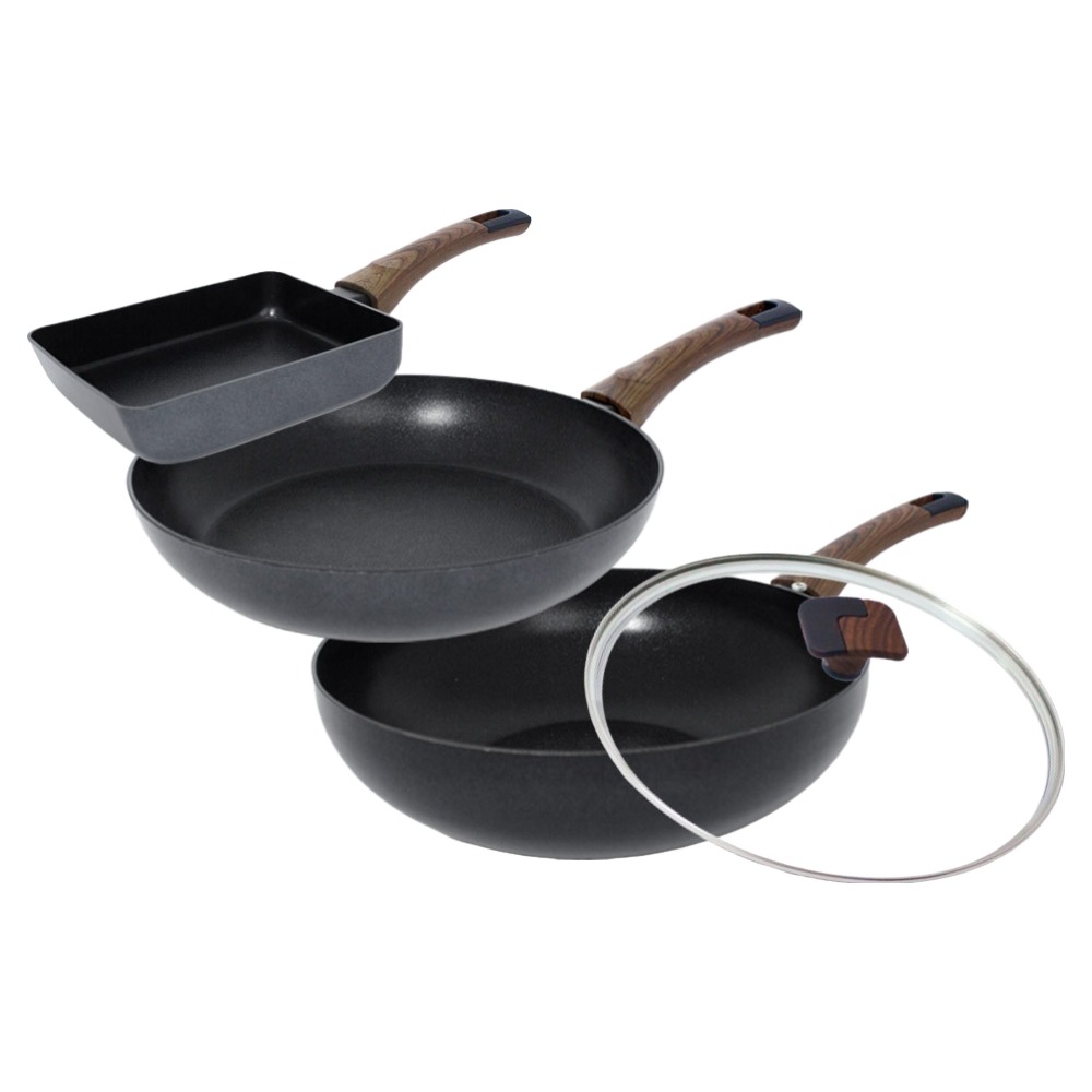 실바트 인덕션 까리노 IH 프라이팬 세트 4개, 블랙, 1세트, 계란말이팬 18cm + 프라이팬 28cm + 궁중팬 28cm + 유리뚜껑 28cm 99,420원