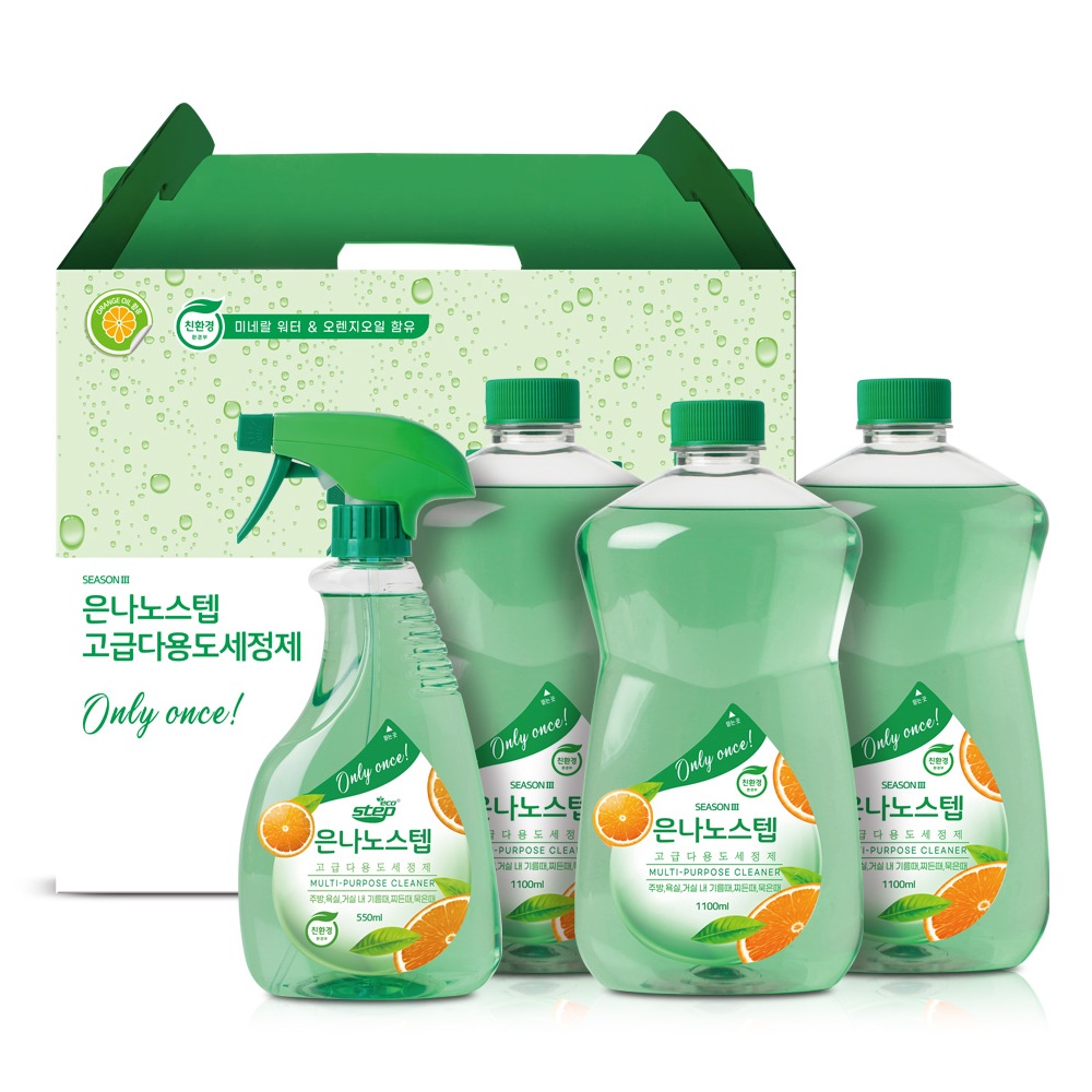 은나노스텝 시즌3 다용도 세정제 4종 세트 (550ml 1개 + 1100ml 리필 3개) 29,800원