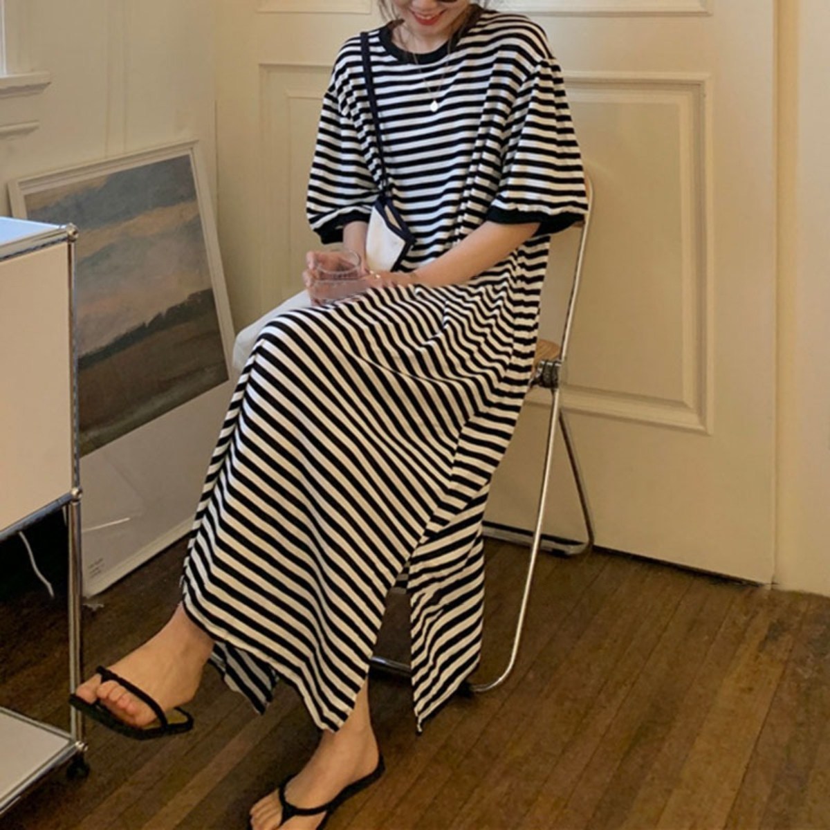 일이오 여성 트임 단가라 박스 롱원피스 16,700원