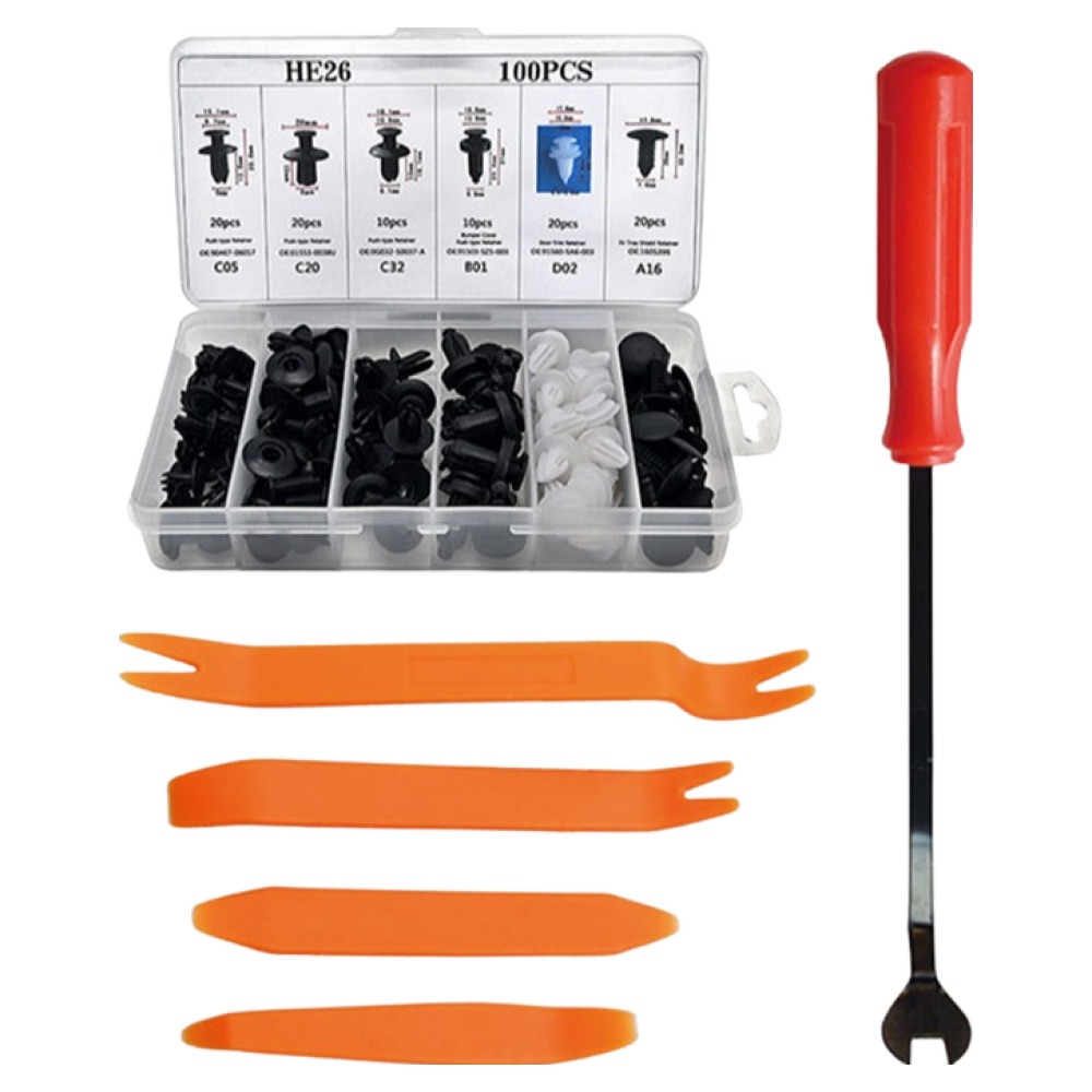 코히모 차량용 패스너 클립 볼트 100p + 내장재 리무버 + 헤라 탈거 공구 5종 세트 5W0104, 1세트 7,900원